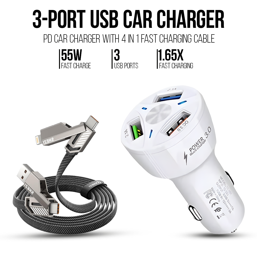 4-in-1 Multifunction 66W Lightning Fast Charging Data Cable (Tested)