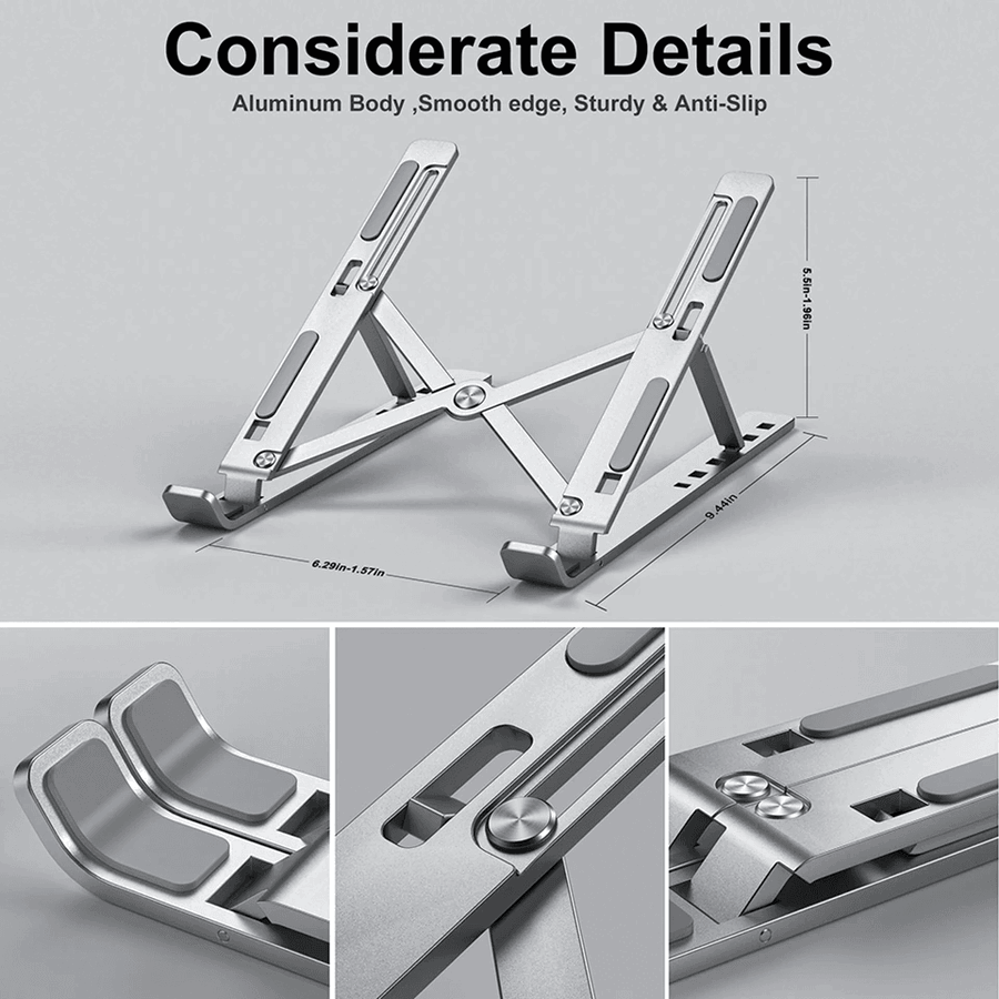 Folding Adjustable Aluminum Laptop Stand - Gadget Vista