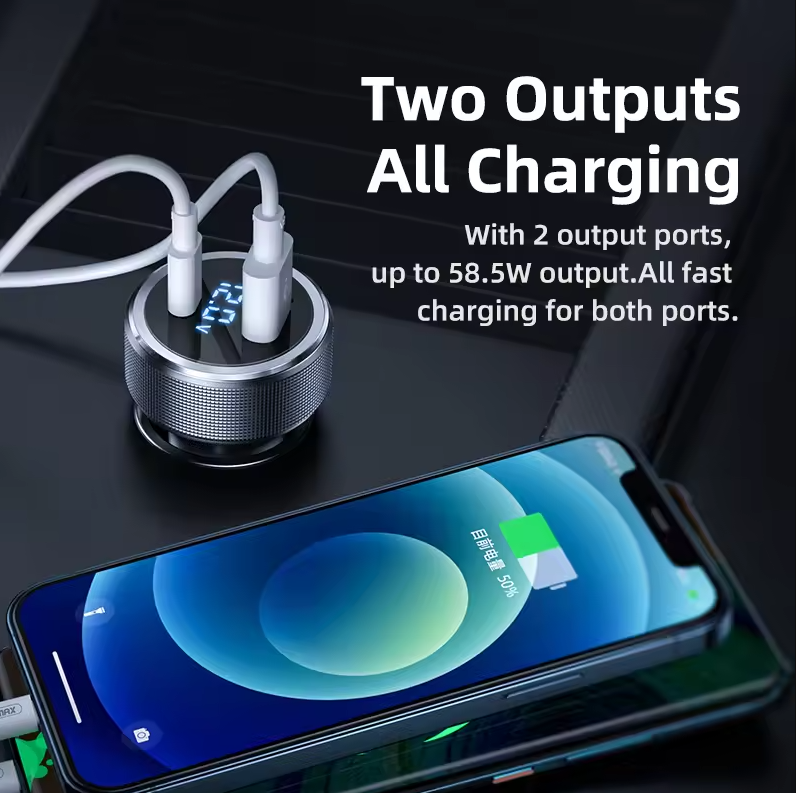 Remax 58.5W PD+QC Fast Charging Car Charger